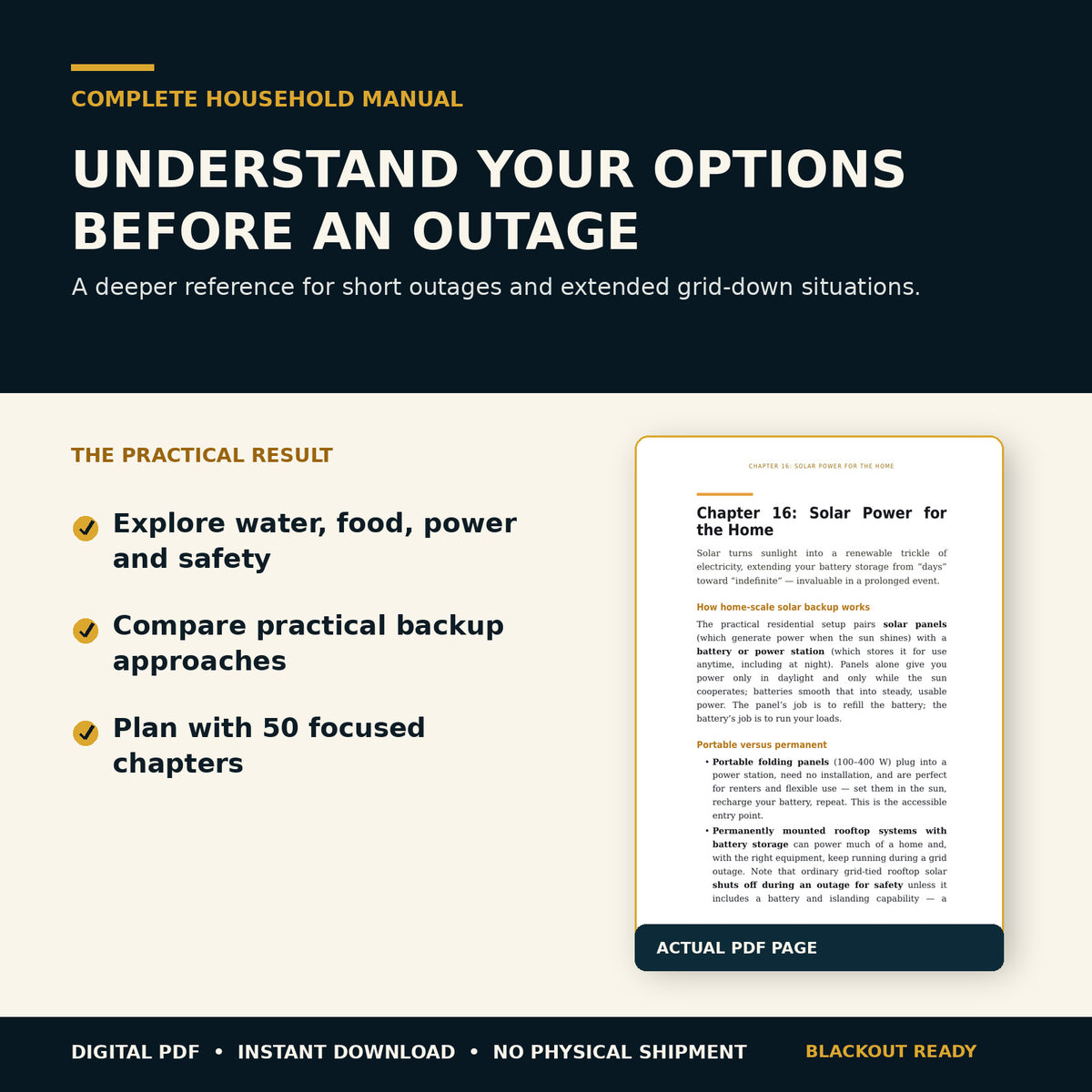 Blackout Ready: The Complete Household Power-Outage Preparedness Manual -Digital PDF